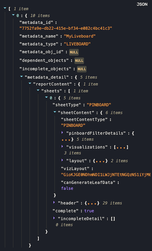 Liveboard V1 response